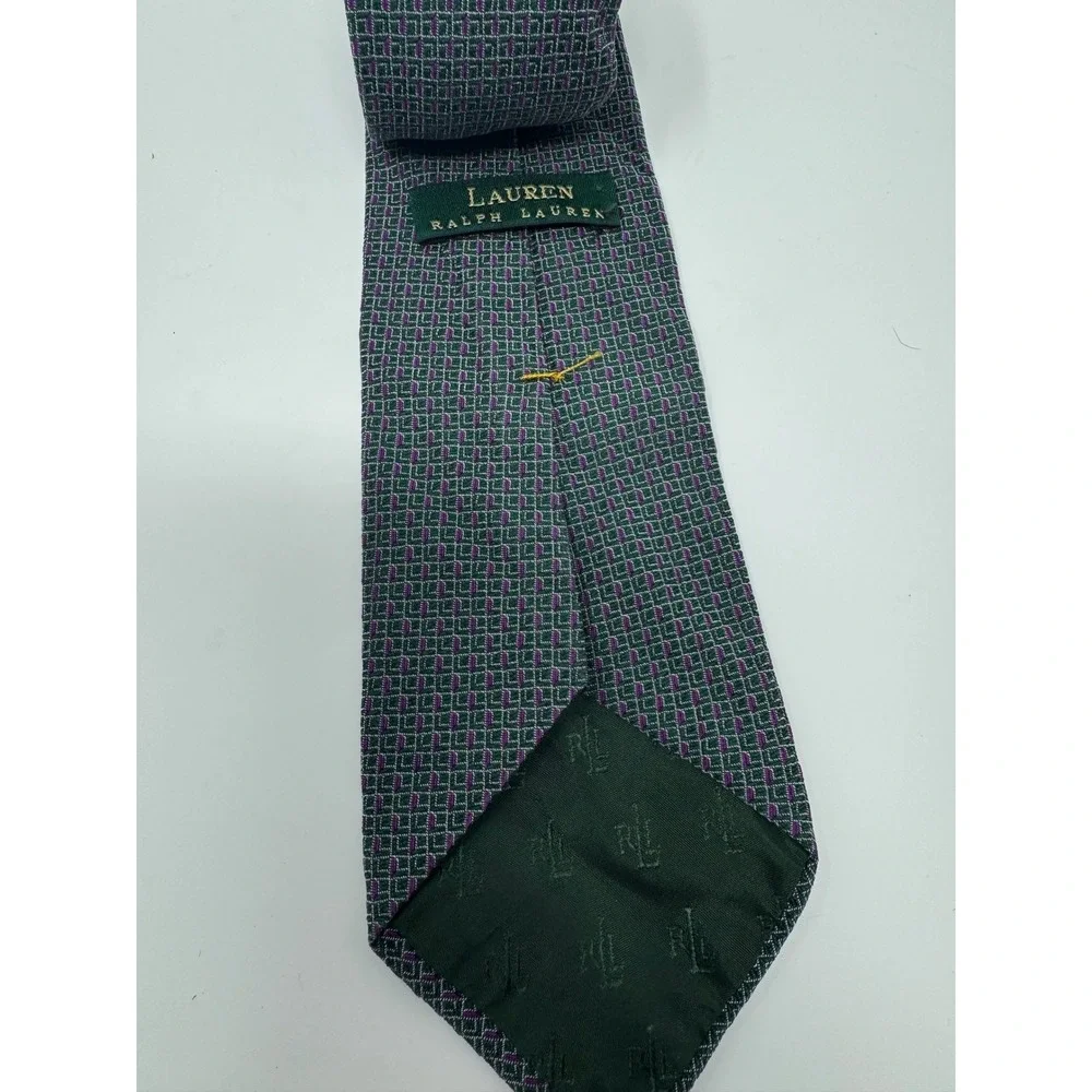 LAUREN Ralph Lauren Mens Tie Necktie Green Purple‎ Geometric